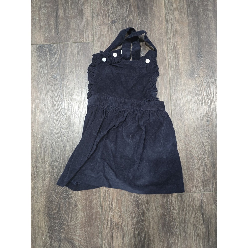 Bella Bliss Girls Navy Blue Corduroy Ruffle Jumper Dress Size 6 Cotton Classic